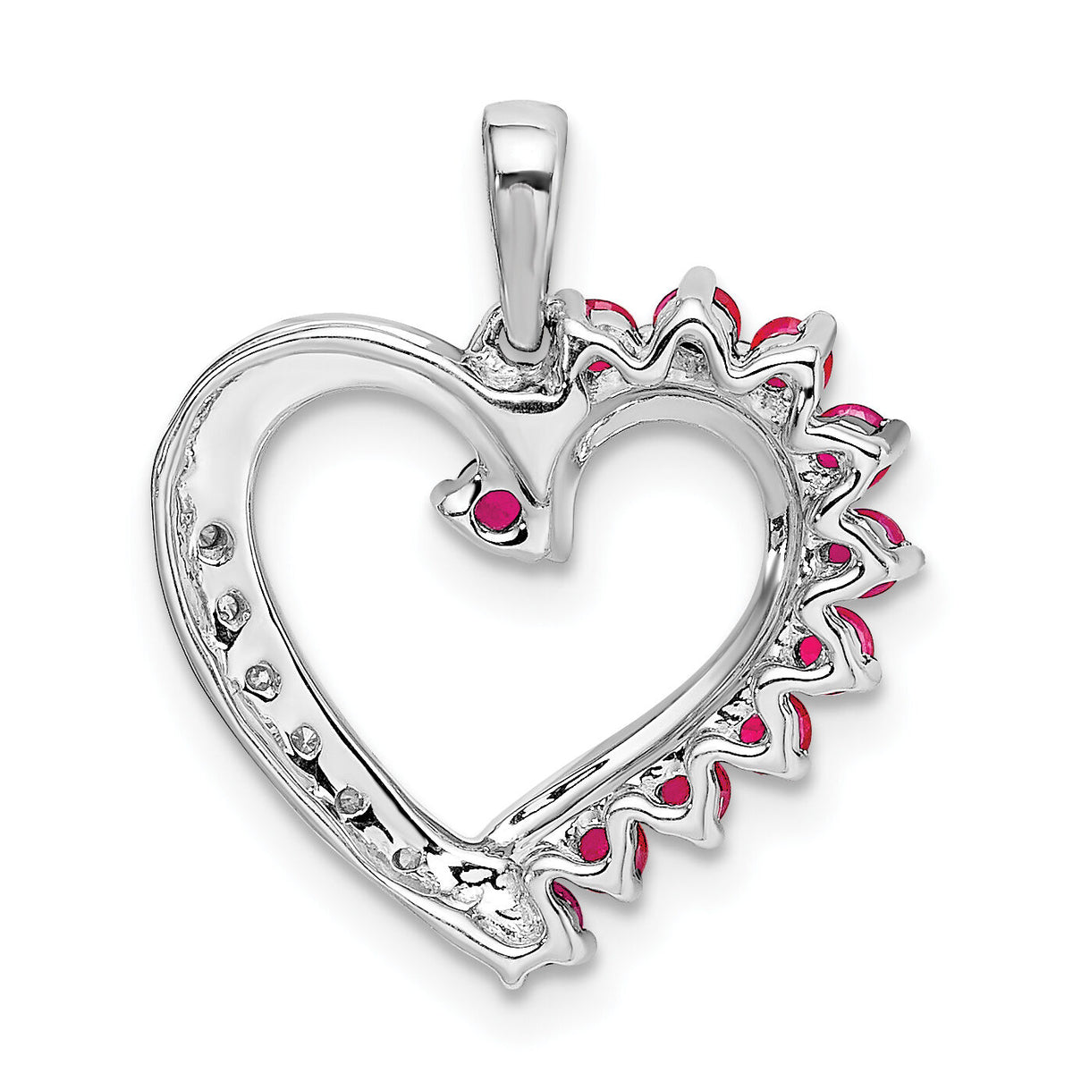 14k White Gold Ruby and Diamond Heart Pendant-PM8433-003-WA