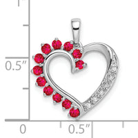 14k White Gold Ruby and Diamond Heart Pendant-PM8433-003-WA