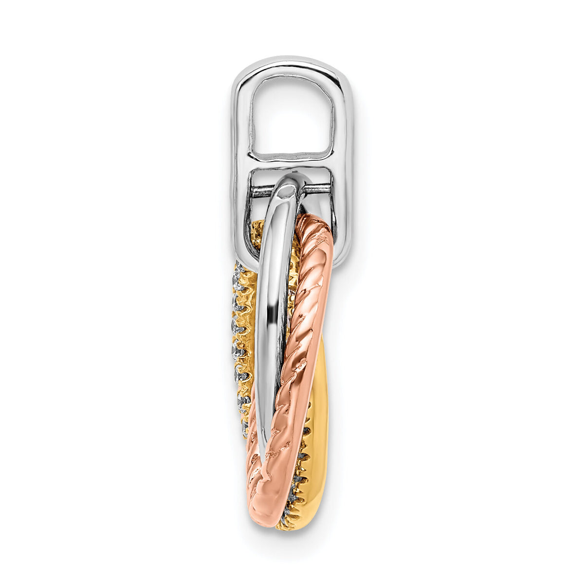 14k Tri-color Double Oval Diamond Pendant-PM8455-016-YWRA