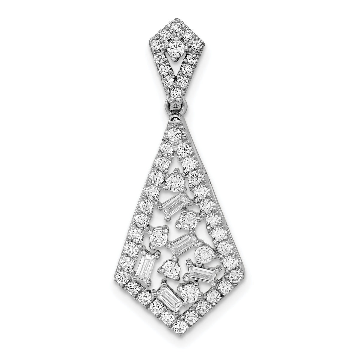 14k White Gold Polished Fancy Dangle Diamond Chain Slide-PM8464-075-WA