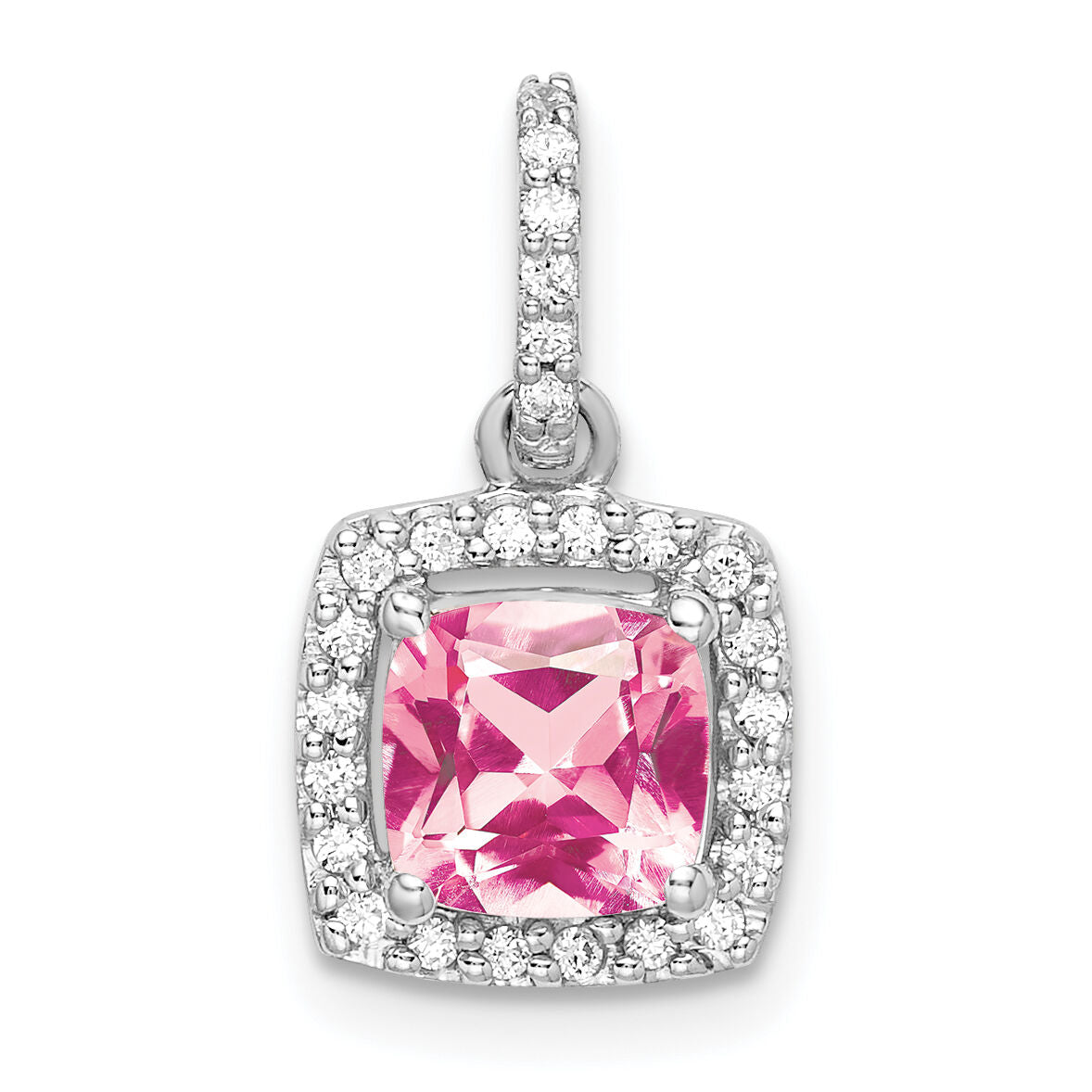 14k White Gold Pink Tourmaline & Diamond Pendant-PM8469-PT-013-WA
