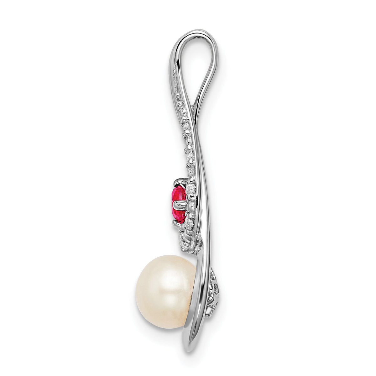 14k White Gold FWC Pearl Ruby & Diamond Slide-PM8472-RU-004-WA