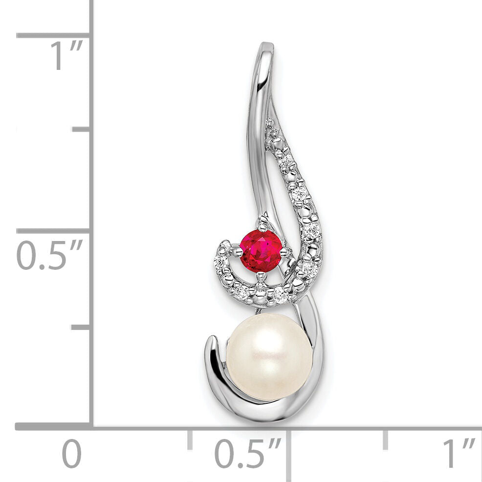 14k White Gold FWC Pearl Ruby & Diamond Slide-PM8472-RU-004-WA