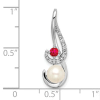 14k White Gold FWC Pearl Ruby & Diamond Slide-PM8472-RU-004-WA