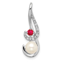 14k White Gold FWC Pearl Ruby & Diamond Slide-PM8472-RU-004-WA