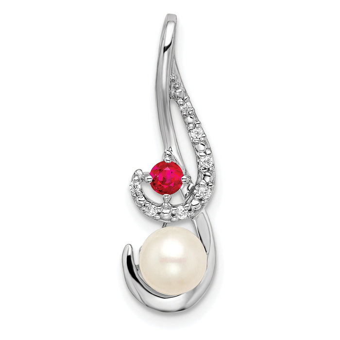 14k White Gold FWC Pearl Ruby & Diamond Slide-PM8472-RU-004-WA