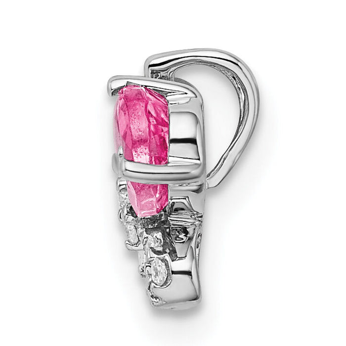 14k White Gold Pink Tourmaline & Diamond Butterfly Chain Slide-PM8473-PT-007-WA