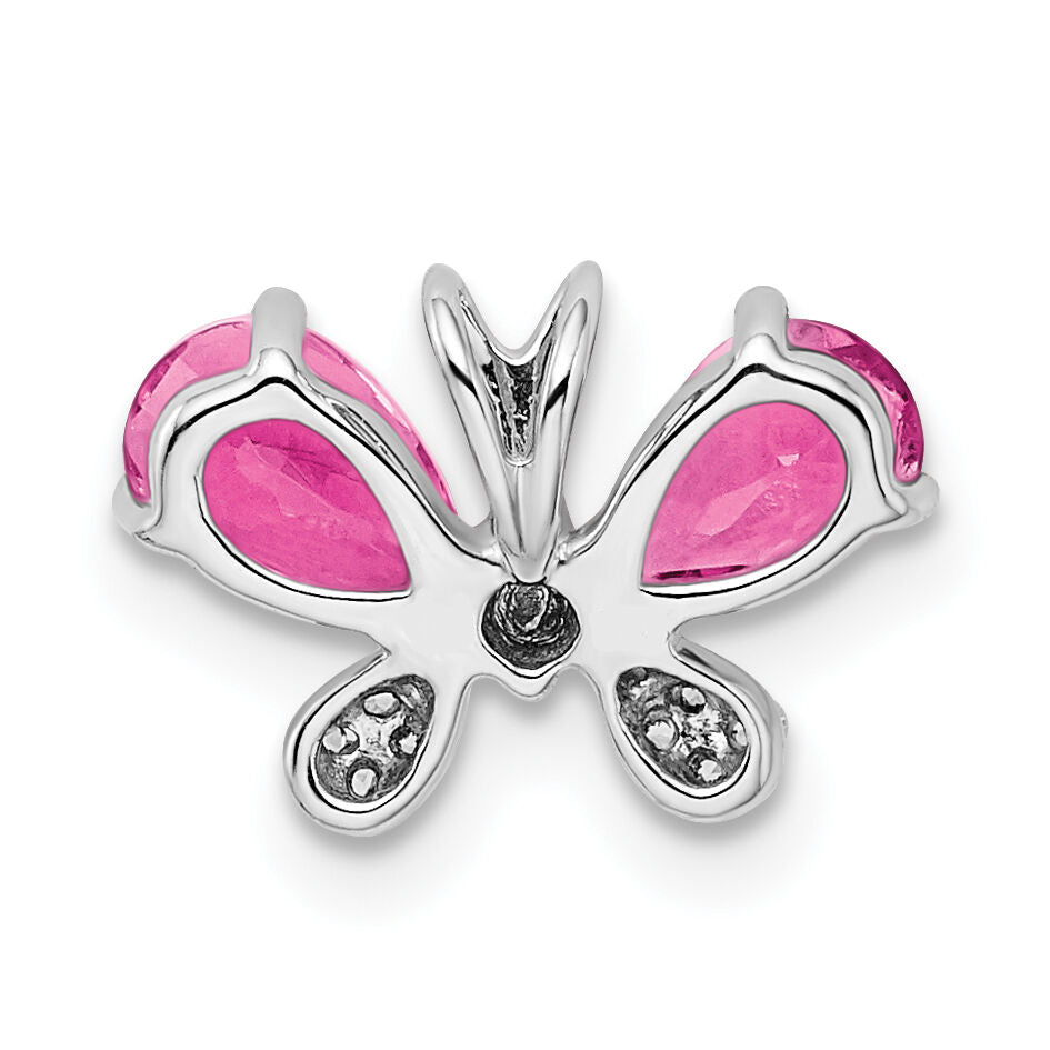 14k White Gold Pink Tourmaline & Diamond Butterfly Chain Slide-PM8473-PT-007-WA