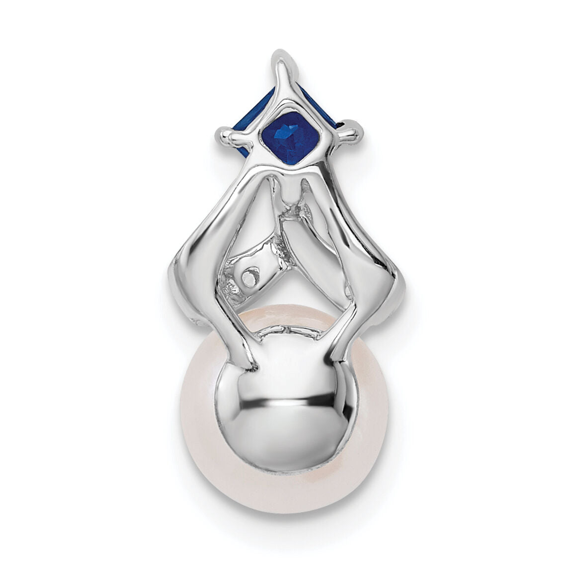 14k White Gold FWC Pearl Sapphire & Diamond Chain Slide-PM8474-SA-002-WA