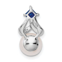 14k White Gold FWC Pearl Sapphire & Diamond Chain Slide-PM8474-SA-002-WA