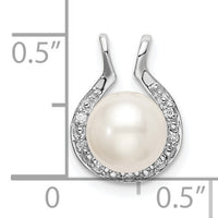 14k White Gold Freshwater Cultured Pearl & Diamond Chain Slide-PM8475-005-WA