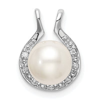 14k White Gold Freshwater Cultured Pearl & Diamond Chain Slide-PM8475-005-WA