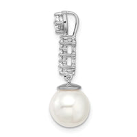 14k White Gold Freshwater Cultured Pearl & Diamond Chain Slide-PM8478-PL-025-WA