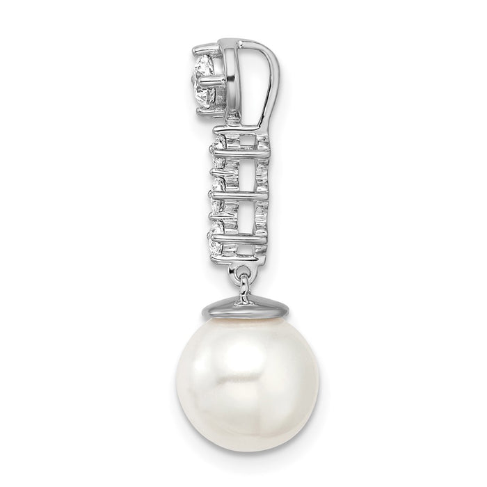 14k White Gold Freshwater Cultured Pearl & Diamond Chain Slide-PM8478-PL-025-WA