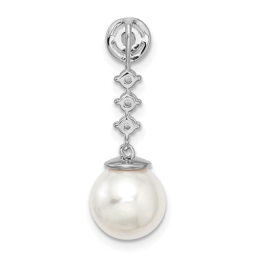 14k White Gold Freshwater Cultured Pearl & Diamond Chain Slide-PM8478-PL-025-WA