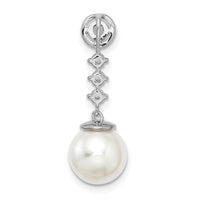 14k White Gold Freshwater Cultured Pearl & Diamond Chain Slide-PM8478-PL-025-WA
