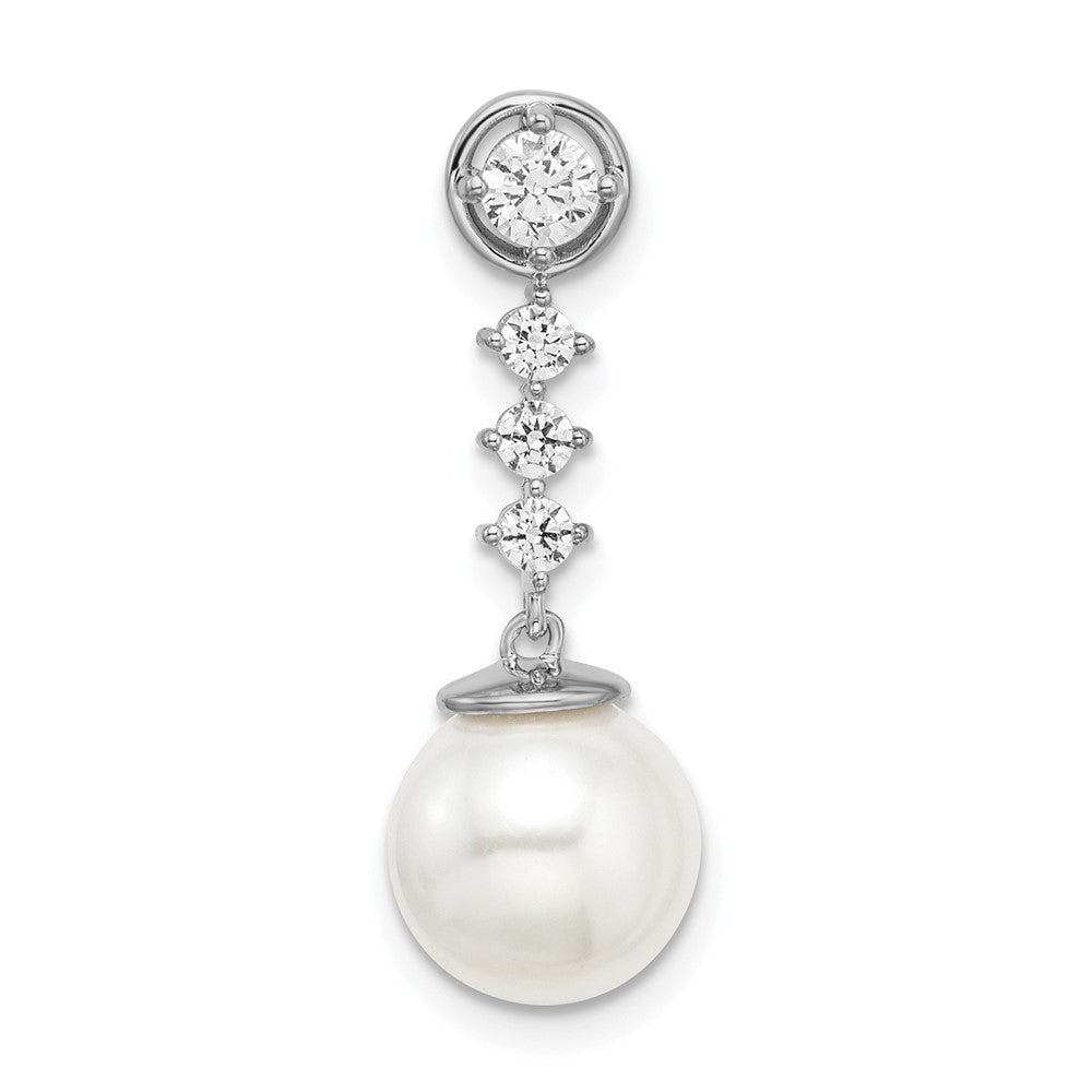 14k White Gold Freshwater Cultured Pearl & Diamond Chain Slide-PM8478-PL-025-WA