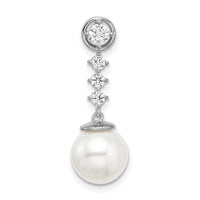 14k White Gold Freshwater Cultured Pearl & Diamond Chain Slide-PM8478-PL-025-WA