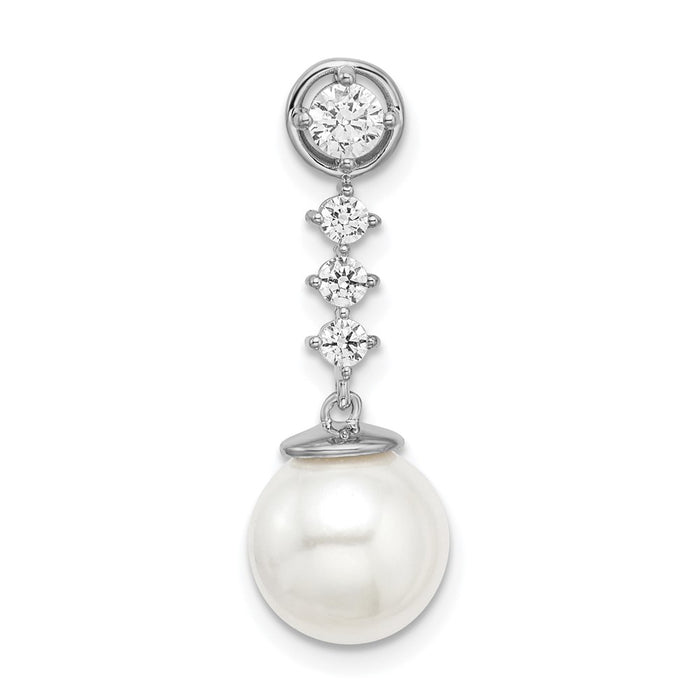 14k White Gold Freshwater Cultured Pearl & Diamond Chain Slide-PM8478-PL-025-WA
