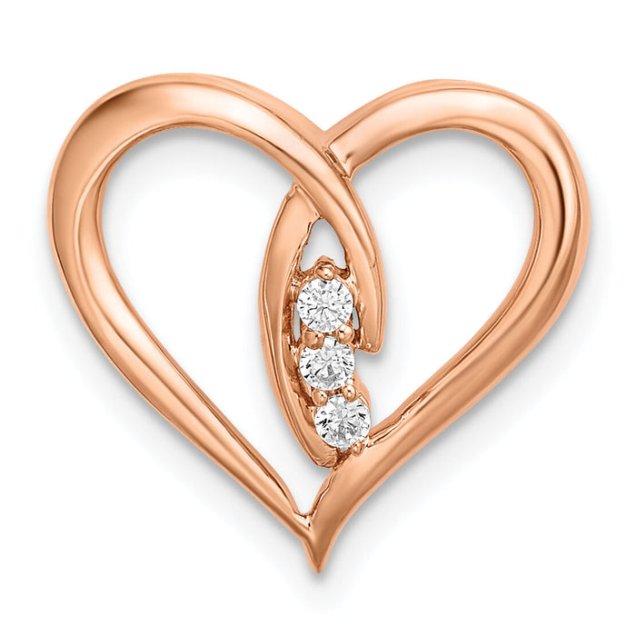 14k Rose Gold Diamond Polished Heart Chain Slide-PM8479-006-RA