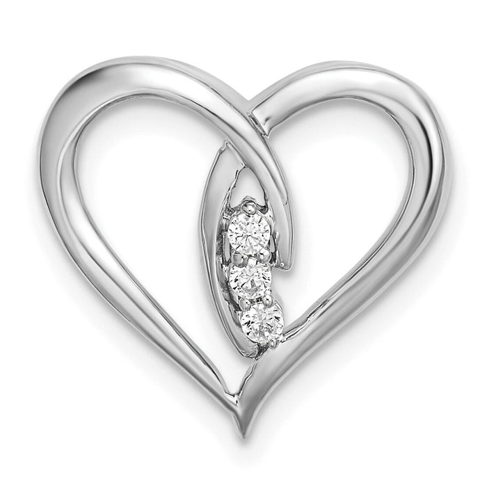 14k White Gold Diamond Polished Heart Chain Slide-PM8479-006-WA