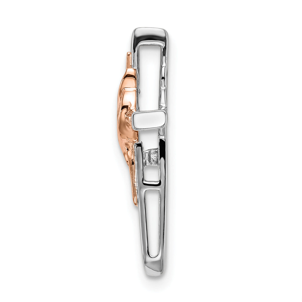 14k Two-tone White & Rose Diamond Cross Chain Slide-PM8482-003-WRA