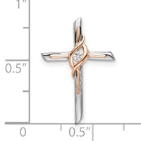 14k Two-tone White & Rose Diamond Cross Chain Slide-PM8482-003-WRA
