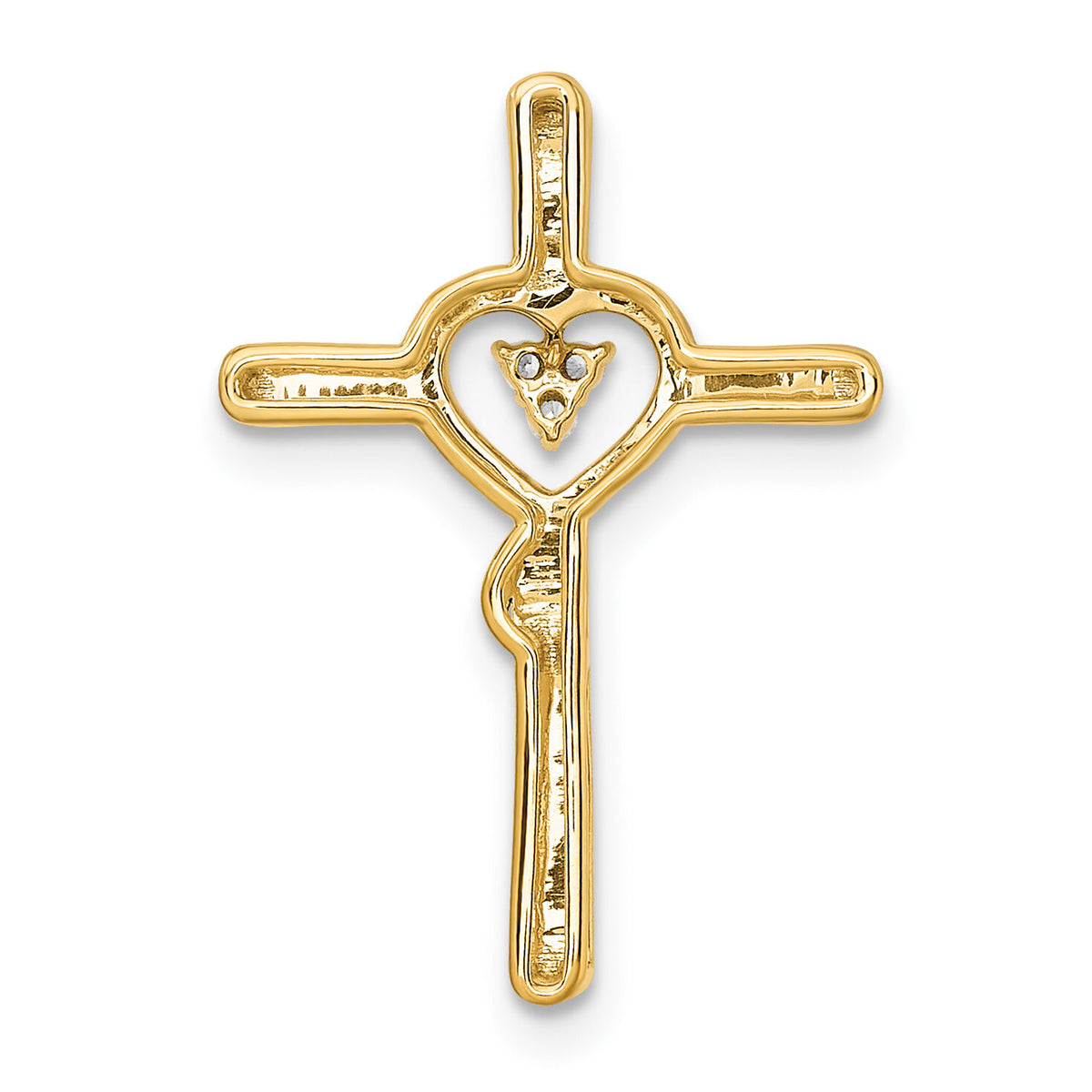 14k Polished Cross with Heart Diamond Chain Slide-PM8484-002-YA