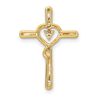 14k Polished Cross with Heart Diamond Chain Slide-PM8484-002-YA
