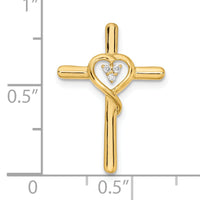14k Polished Cross with Heart Diamond Chain Slide-PM8484-002-YA