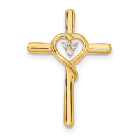 14k Polished Cross with Heart Diamond Chain Slide-PM8484-002-YA