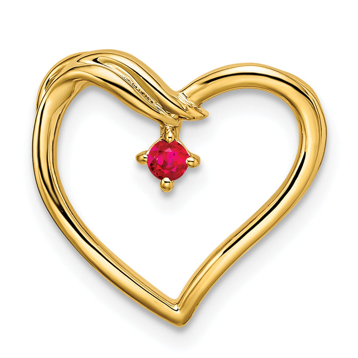 14k Polished Ruby Heart Chain Slide-PM8485-RU-YA