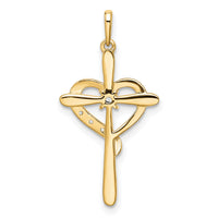 14k Rose Gold Cross w/Heart Diamond Pendant-PM8486-003-RA