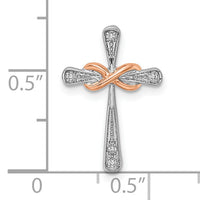 14k Two-tone White & Rose Cross w/Infinity Diamond Chain Slide-PM8487-002-WRA