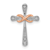 14k Two-tone White & Rose Cross w/Infinity Diamond Chain Slide-PM8487-002-WRA