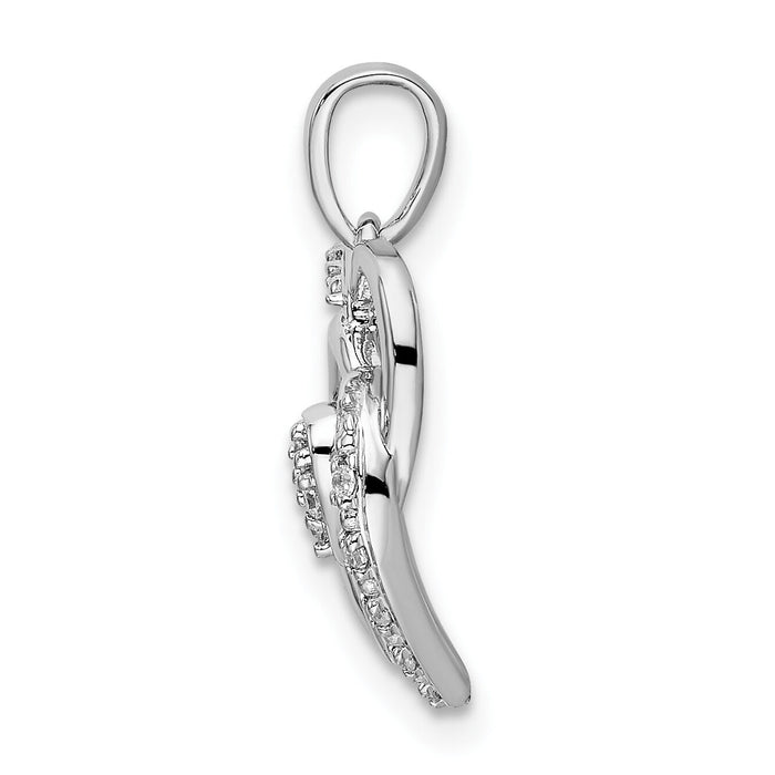 14k White Gold Polished Heart Diamond Pendant-PM8488-010-WA