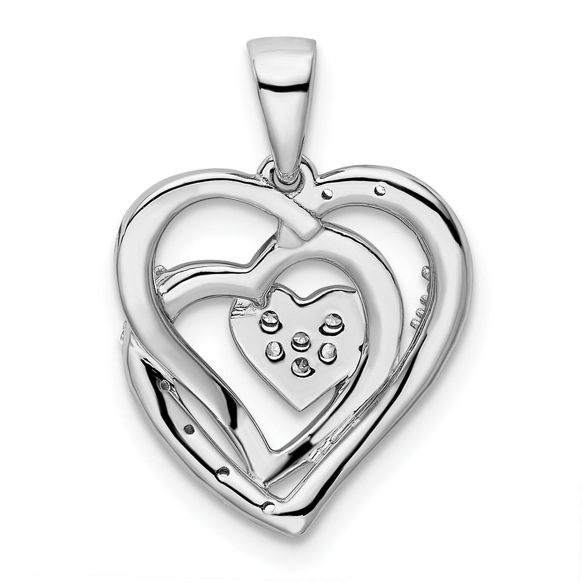 14k White Gold Polished Heart Diamond Pendant-PM8488-010-WA