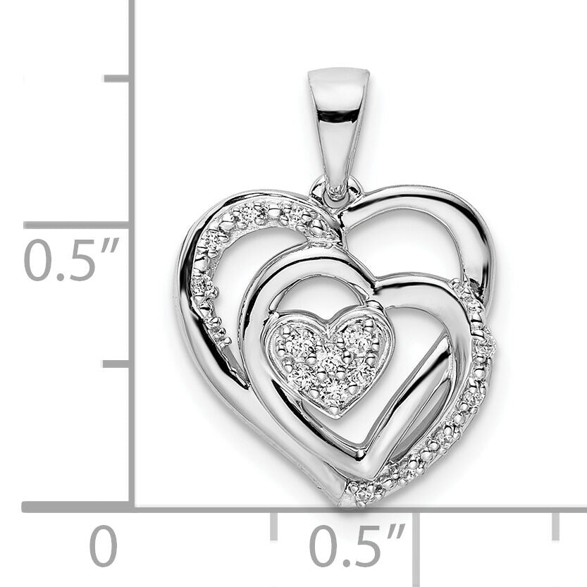 14k White Gold Polished Heart Diamond Pendant-PM8488-010-WA