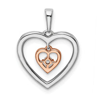 14k Two-tone White and Rose Double Heart Diamond Pendant-PM8489-005-WRA