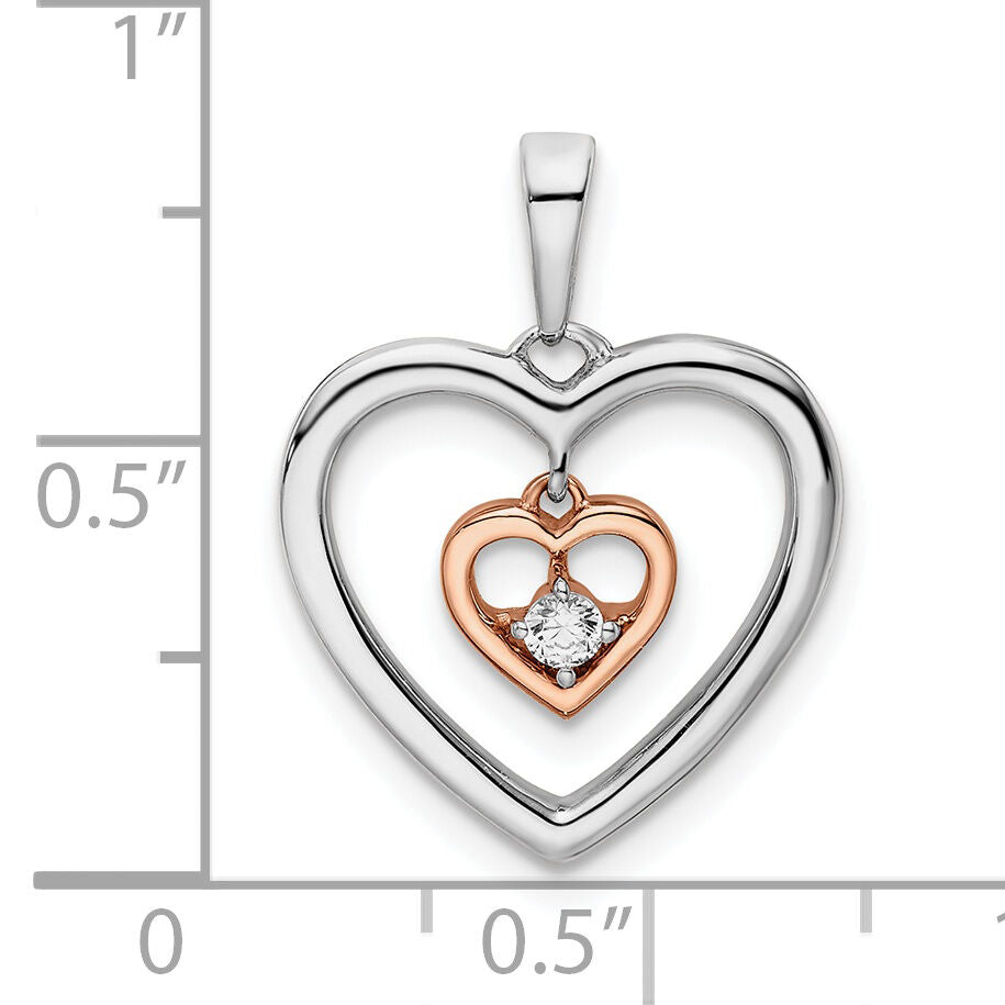 14k Two-tone White and Rose Double Heart Diamond Pendant-PM8489-005-WRA
