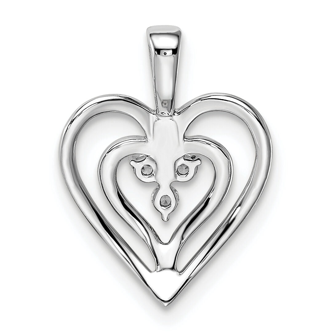 14k White Gold Polished Heart Diamond Pendant-PM8490-006-WA