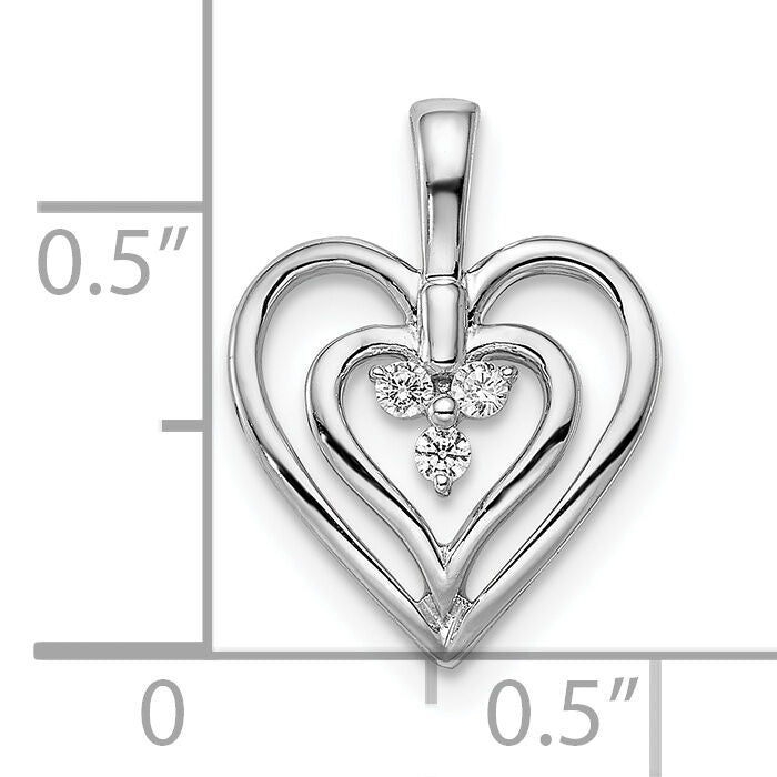 14k White Gold Polished Heart Diamond Pendant-PM8490-006-WA