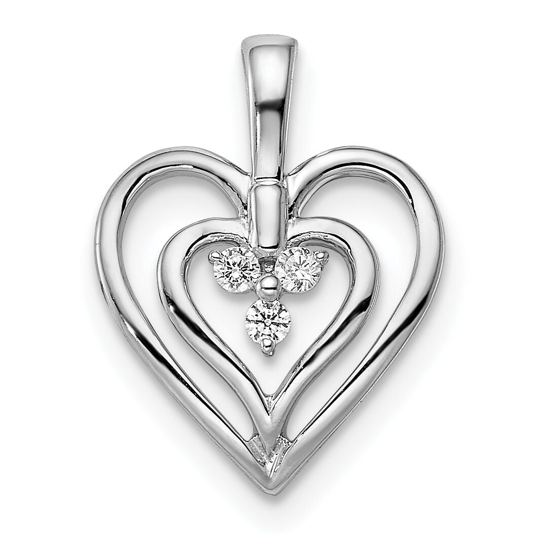 14k White Gold Polished Heart Diamond Pendant-PM8490-006-WA