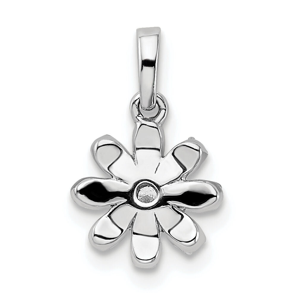 14k White Gold Polished Diamond Flower Pendant-PM8493-018-WA