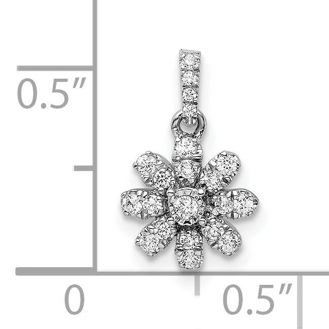 14k White Gold Polished Diamond Flower Pendant-PM8493-018-WA