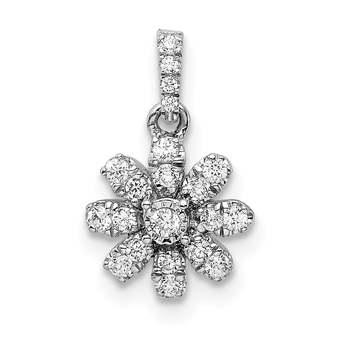 14k White Gold Polished Diamond Flower Pendant-PM8493-018-WA