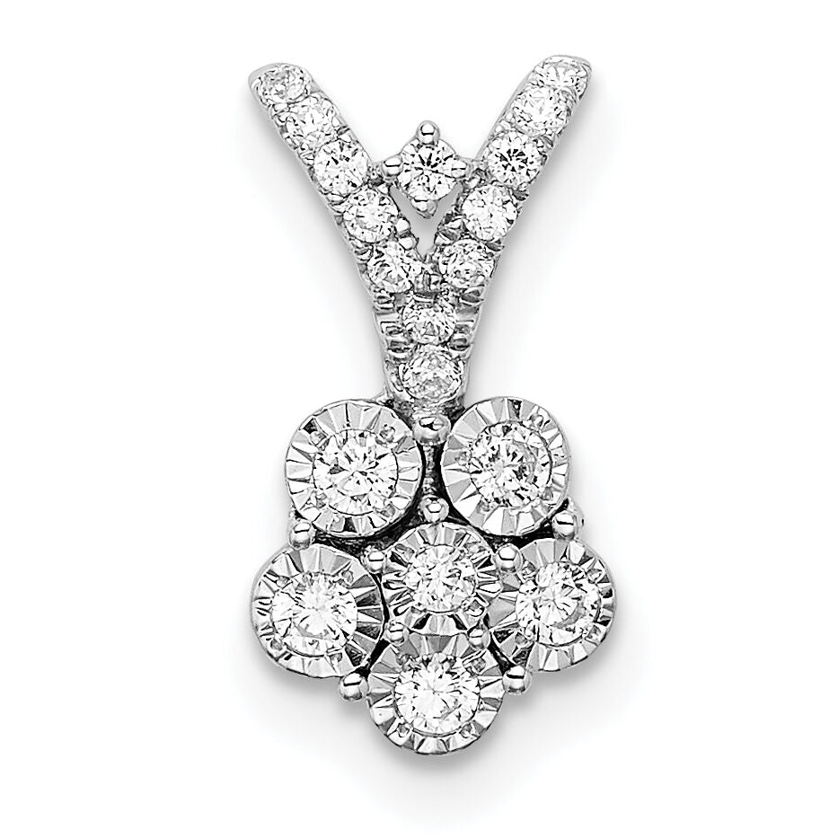14k White Gold Polished Diamond Flower Pendant-PM8495-018-WA