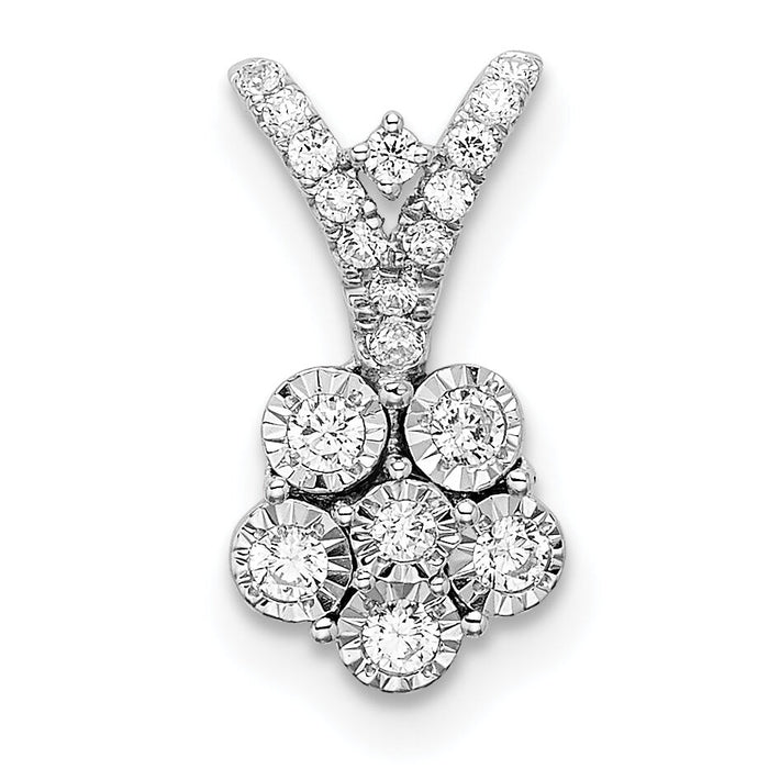 14k White Gold Polished Diamond Flower Pendant-PM8495-018-WA