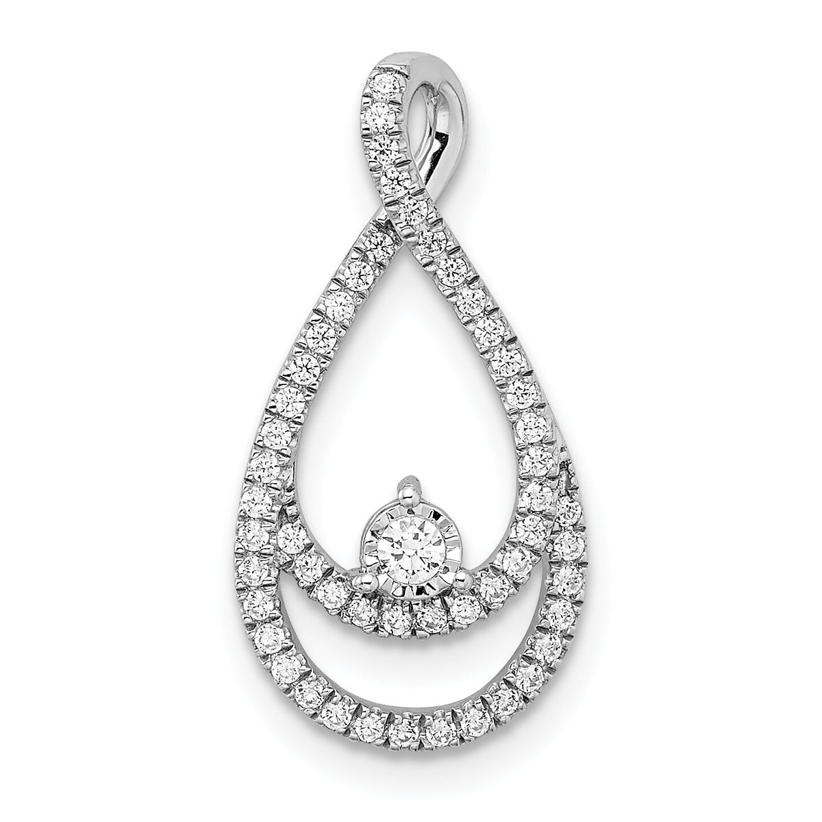 14k White Gold Diamond Teardrop Chain Slide-PM8499-020-WA