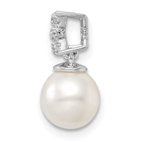 14k White Gold Freshwater Cultured Pearl & Diamond Chain Slide-PM8510-PL-004-WA